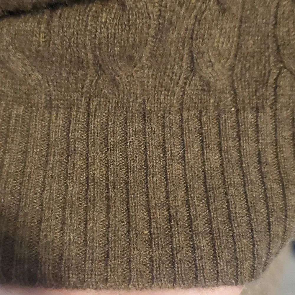 Tweeds 100% Cashmere Sweater SZ M Brown Pullover V-nBrown Cable Knit Sweater - Picture 4 of 7